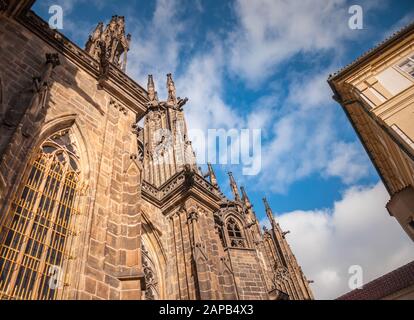 Prague, Czech Republic 1/5/2020: Details of the St. Vitus Cathedral.