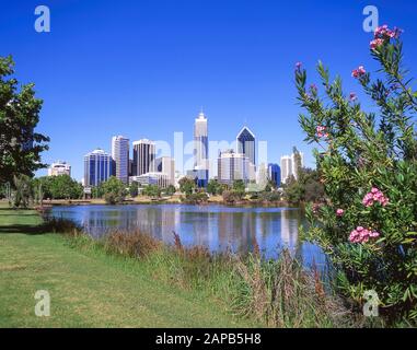 City view across Swan River, Perth, Western Australia, Australia