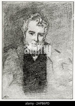 Lord Melbourne, William Lamb, 2nd Viscount Melbourne (1779-1848), Prime Minister of the United Kingdom July-November 1834 and 1835-1841, portrait drawing, 1889-1890 Stock Photo