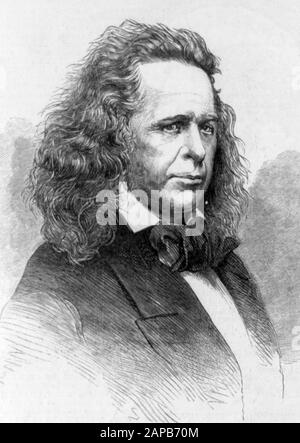 Elias Howe Jr (1819-1867), inventor of the lockstitch sewing machine, portrait engraving, 1867 Stock Photo