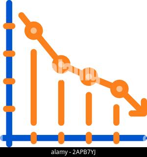 Falling Chart Icon Vector Outline Illustration Stock Vector