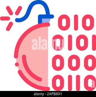 Binary Code Bomb Icon Vector Outline Illustration Stock Vector