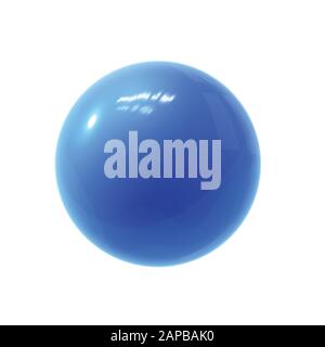Realistic blue glossy 3D sphere with reflections. Stock Vector