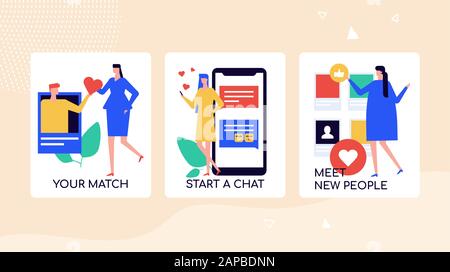 Finding love in social media platforms banner template Stock Vector