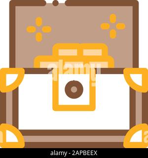 Treasure Chest Icon Vector Outline Illustration Stock Vector