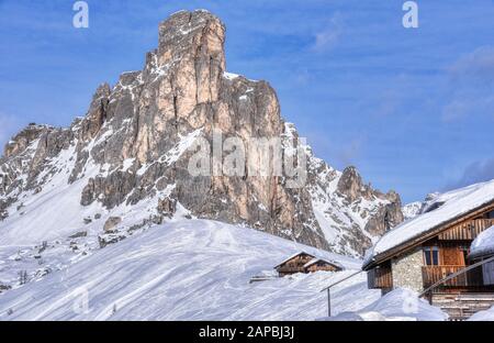 Characteristic and distinctive mountain at the Giau pass Stock Photo