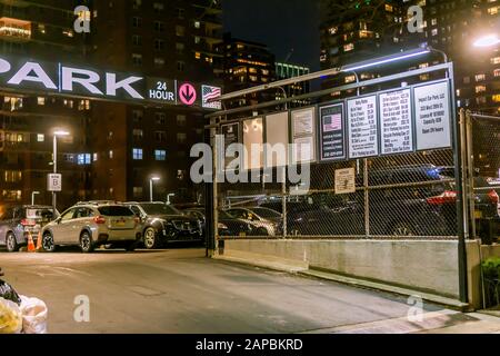 Entrance to a parking lot in New York on Tuesday, January 21, 2020. (© Richard b. Levine) Stock Photo