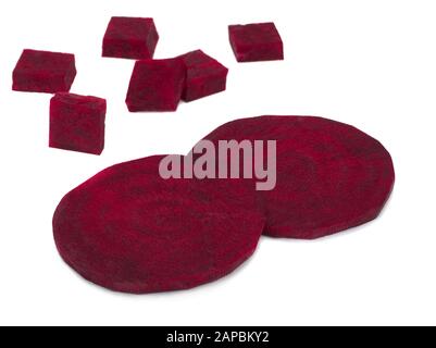 Pieces of beetroot on white background Stock Photo