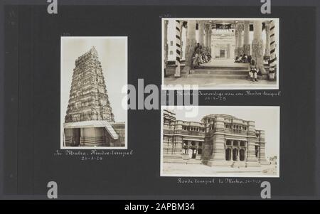 Photoalbum Fisherman: Third Karakoru expedition, 1929 Description: Album sheet with three photos. Left: the Hindu temple in Mutra; upper right: the interior of the Hindu temple in Mutra; lower right: the red temple in Mutra Date: 1929/03/24 Location: India, Mutra Keywords: Hinduism, temples Stock Photo