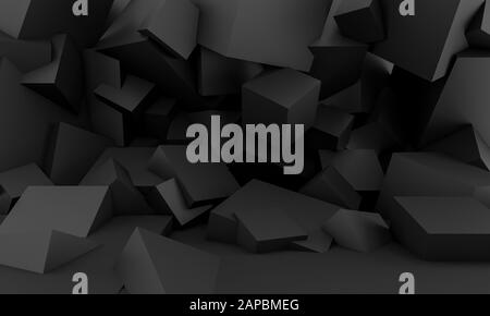 Abstract black cubes geometric background - 3D render Stock Photo - Alamy