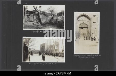 Photoalbum Fisherman: Third Karakoru expedition, 1929-1930 Description: Album sheet with three photos. Top left: pond in Yarkand; bottom left and right: gate to the cemetery in Yarkand Date: 1930/02/07 Location: China, Yarkand Keywords: cemeteries, gates, ponds Stock Photo