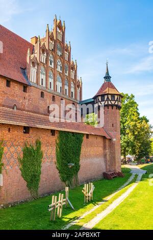 Malbork, Pomerania / Poland - 2019/08/24: Medieval Teutonic Order Castle in Malbork, Poland - Middle Castle fortress surrounded with the inner defense Stock Photo