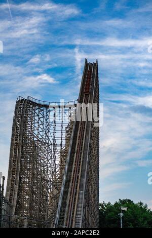 The famous wooden roller coaster the El Toro at Six Flags Great Adventure's in Jackson Township, NJ Stock Photo