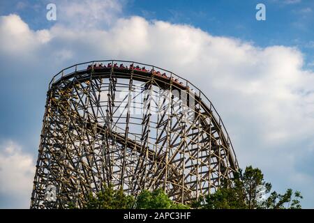 The famous wooden roller coaster the El Toro at Six Flags Great Adventure's in Jackson Township, NJ Stock Photo