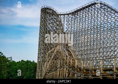 The famous wooden roller coaster the El Toro at Six Flags Great Adventure's in Jackson Township, NJ Stock Photo