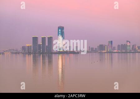 View of the skyline of Yixing city, Jiangsu, China Stock Photo
