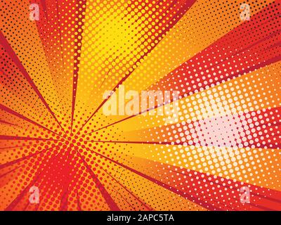 Pop art comic halftone background. Vector illustration on red. Stock Vector