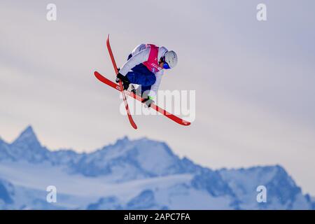 LAUSANNE, SWITZERLAND. 22th, Jan 2020. SVANCER Matej (CZE) competes in the Freestyle Skiing: Men's Freeski Big Air competitions during the Lausanne 2020 Youth Olympic Games at Leysin Park & Pipe on Wednesday, 22 January 2020. LAUSANNE, SWITZERLAND. Credit: Taka G Wu/Alamy Live News Stock Photo