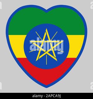 Ethiopia Flag In Heart Shape Vector Stock Vector