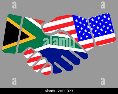 South Africa and USA flags Handshake vector Stock Vector