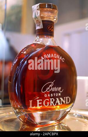 Turin, Piedmont/Italy. -10/24/2009-  The Wineshow Fair. Bottle of aged French cognac. Stock Photo