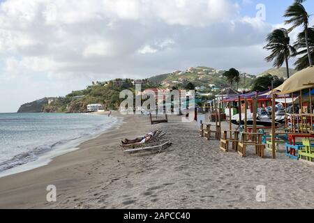 Beach at Frigate Bay on the south west coast of the island of Saint Kitts and Nevis in the West Indies Stock Photo