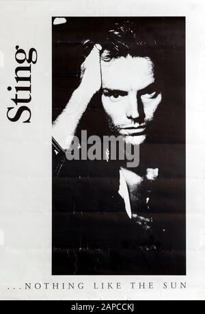 Sting, Nothing Like The Sun promo album, Musical concert poster Stock Photo