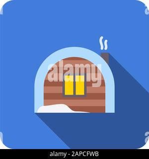 winter house flat icon with long shadow vector Stock Vector