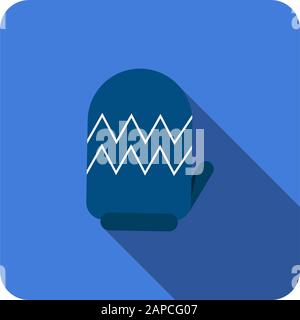 winter gloves flat icon with long shadow vector Stock Vector
