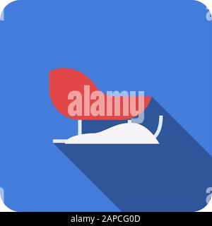 Snow sled illustration vector design flat icon with long shadow Stock Vector