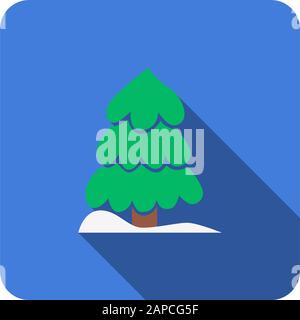 tree flat icon with long shadow vector Stock Vector