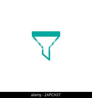 blue data filter silhouette. flat data funnel icon. isolated on white background. Analytics info, tunnel information, flow exploration, vector illustr Stock Vector