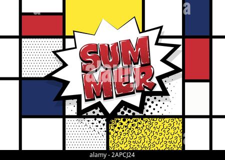 Summer comic text speech bubble pop art Stock Vector