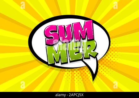 Summer comic text speech bubble pop art Stock Vector