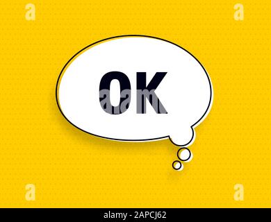 Ok speech bubble banner pop art memphis style Stock Vector