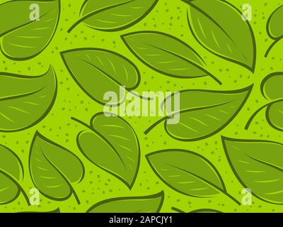 Seamless background with green leaves. Pattern vector Stock Vector