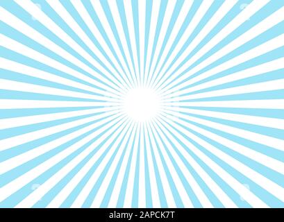 Sunlight wide horizontal background. Blue color burst background. Fantasy Vector illustration. Magic Sun beam ray sunburst pattern background. Retro c Stock Vector