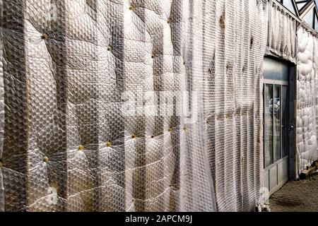 greenhouse insulated with air foil Stock Photo