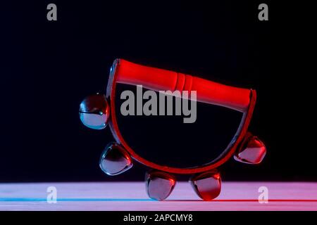 Hand bells musical instrument for ringing on a white background Stock ...