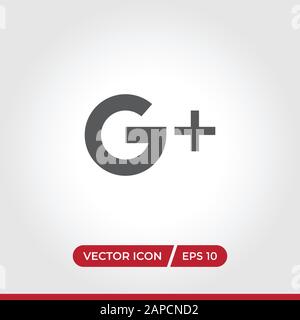 Google plus icon vector. Simple Google plus sign in modern design style for web site and mobile app. EPS10 Stock Vector