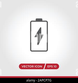 Battery icon vector. Simple battery sign in modern design style for web site and mobile app. EPS10 Stock Vector