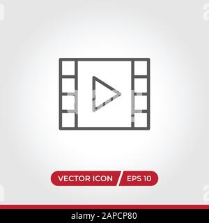 Video player icon vector. Simple video player sign in modern design style for web site and mobile app. EPS10 Stock Vector