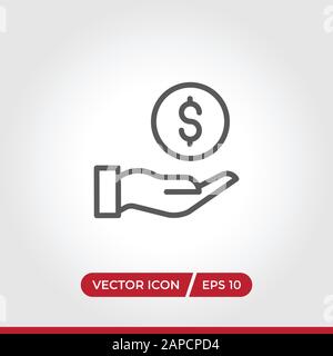 Money in hand icon vector. Simple money in hand sign in modern design style for web site and mobile app. EPS10