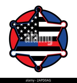 A police and firefighter star shaped badge illustration. Vector EPS 10 available. Stock Vector