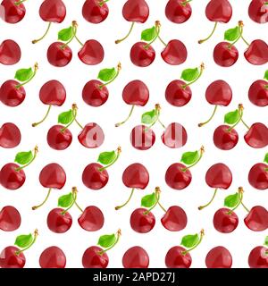 Whole red cherry isolated on white background Stock Photo
