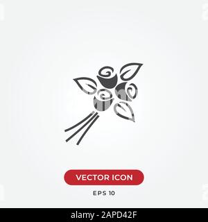 Bouquet of roses vector icon in modern design style for web site and mobile app Stock Vector