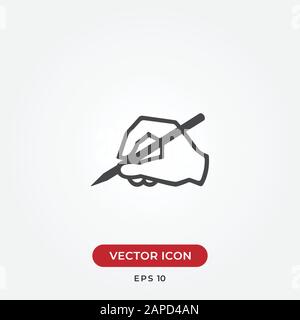 Hand writing vector icon in modern design style for web site and mobile app Stock Vector