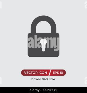 Black lock vector icon in modern design style for web site and mobile app Stock Vector