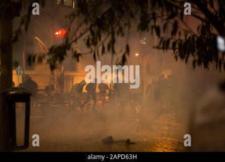 Tank Riot Officer Riot squad officers, esmad in the tank during the riots at the National ...