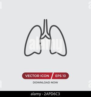 Lungs vector icon in modern design style for web site and mobile app Stock Vector